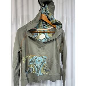 Inner Child Cropped Hoodie In Gray With Embroidery & Patchwork Boho Size Large